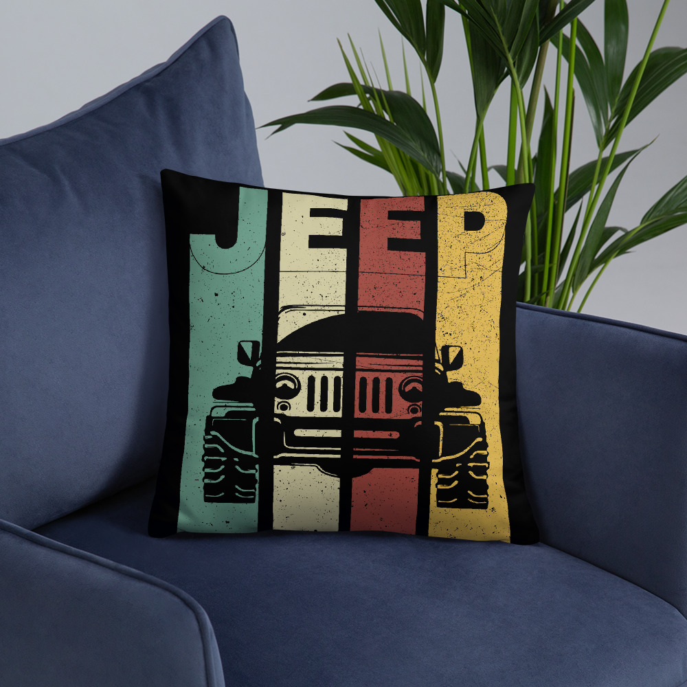 Vintage Jeep Basic Pillow-Jeep Active