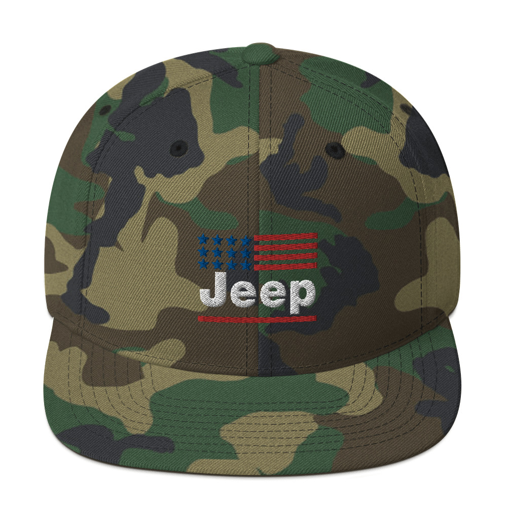 Jeep USA Flag hat (Embroidered Snapback Cap)-Jeep Active