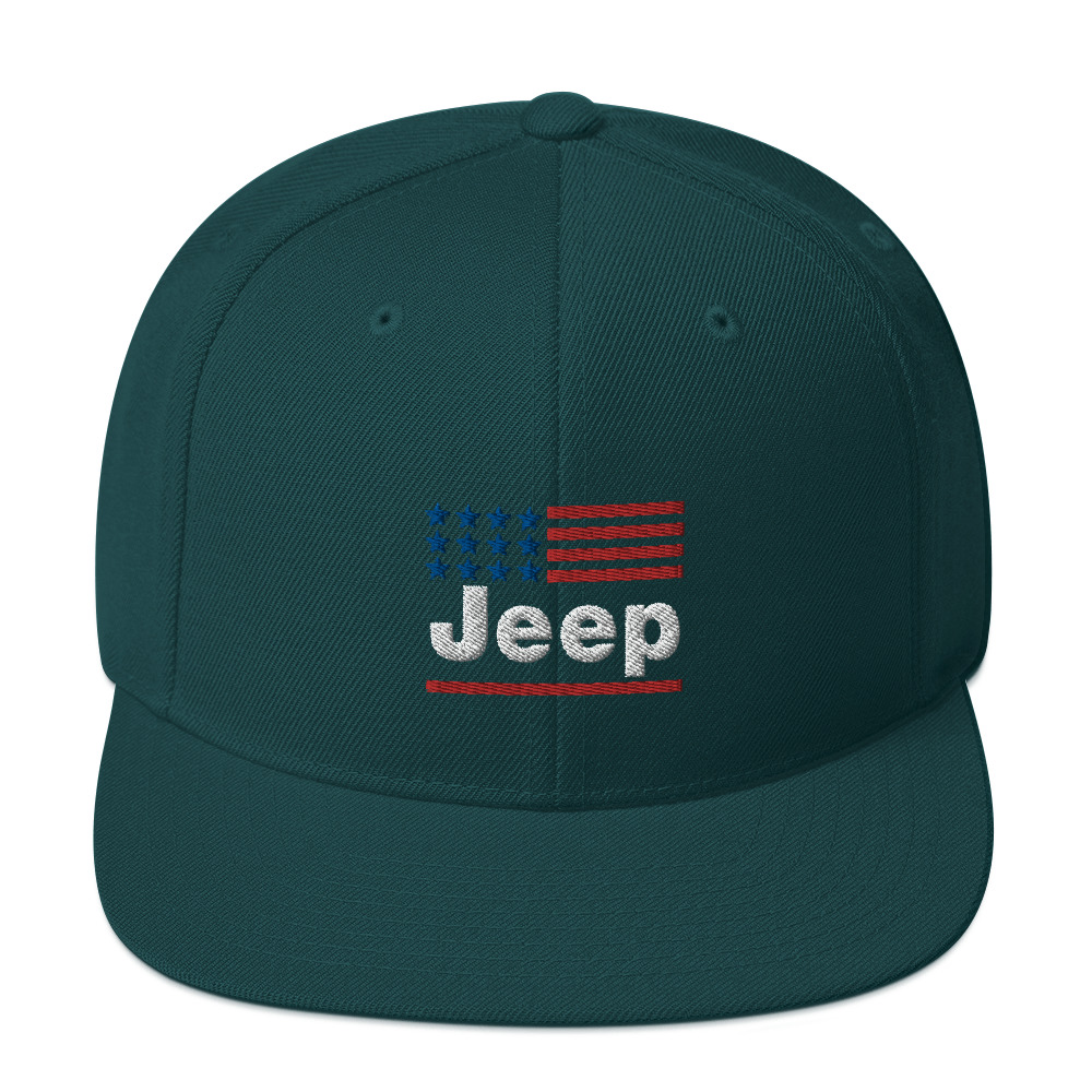 Jeep USA Flag hat (Embroidered Snapback Cap)-Jeep Active