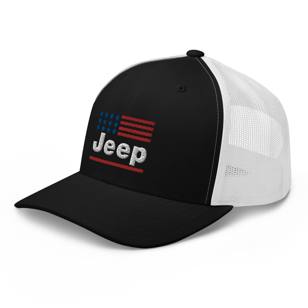 Jeep USA Flag Hat (Embroidered Trucker Cap)-Jeep Active