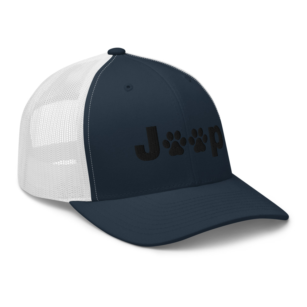 Jeep Hat (Embroidered Trucker Cap) Jeep Dog Paw Hat Trucker Cap-Jeep Active