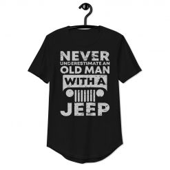 Never Underestimate an Old Man with a Jeep Shirt Curved Hem T-Shirt-Jeep Active