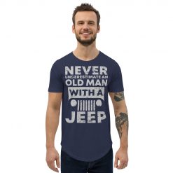 Never Underestimate an Old Man with a Jeep Shirt Curved Hem T-Shirt-Jeep Active