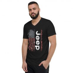 Jeep Shirt V-Neck American flag jeep T-Shirt, Unisex-Jeep Active