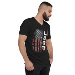 Jeep Shirt V-Neck American flag jeep T-Shirt, Unisex-Jeep Active