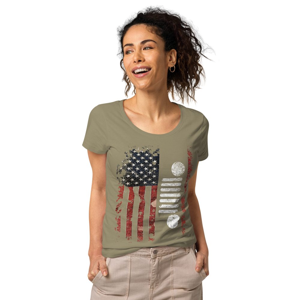 Jeep Shirt, American flag jeep Women’s basic organic t-shirt-Jeep Active