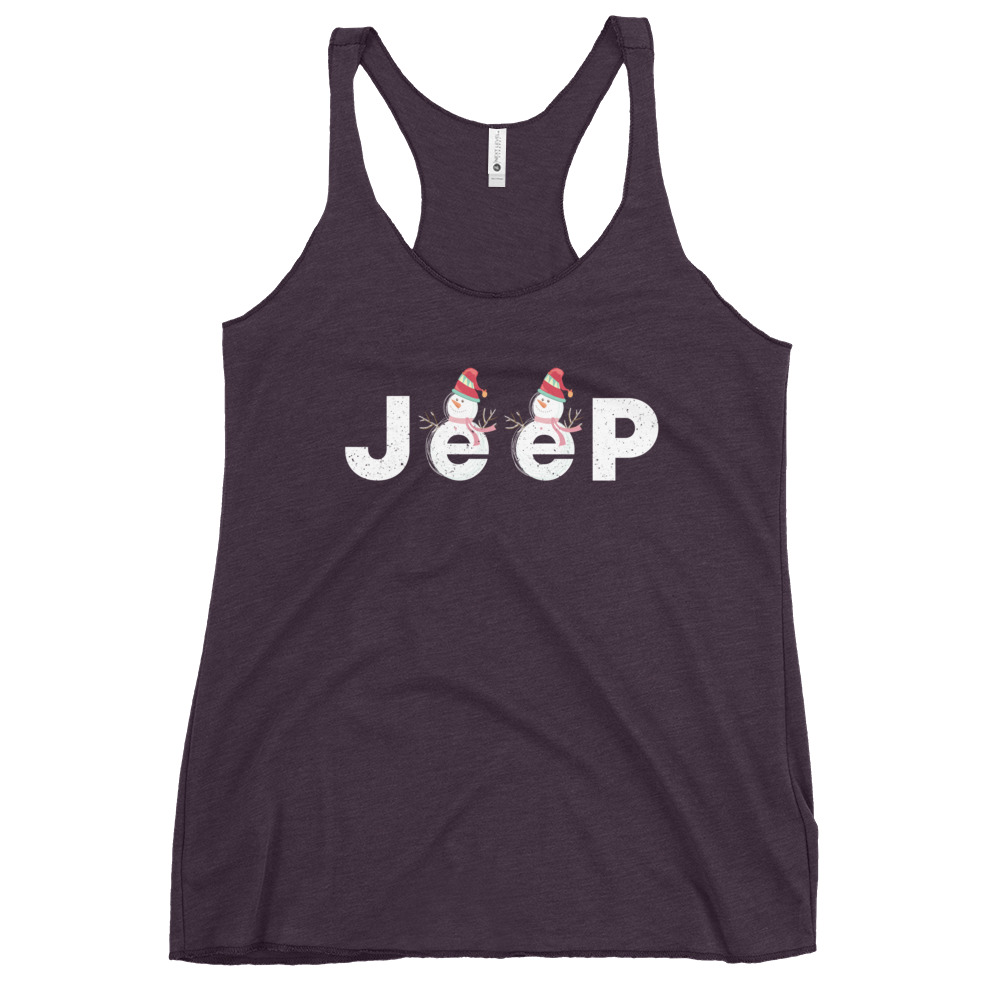 Jeep Christmas Shirt, snowman jeep Women’s Racerback Tank-Jeep Active