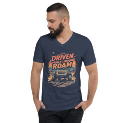 unisex v neck tee navy front 69f517553bc3b.jpg