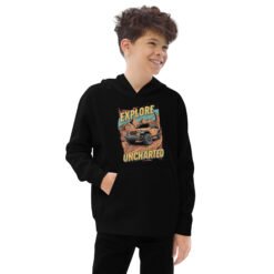 Explore The Uncharted - Mountain Pass Off-Road Kids Fleece Hoodie - Black - Image 1