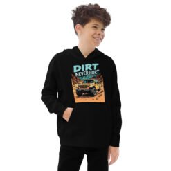 Dirt Never Hurt - Canyon Trail Off-Road Kids Fleece Hoodie - Black - Image 1
