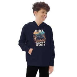Dirt Never Hurt - Mountain Trail Off-Road Kids Fleece Hoodie - Navy Blazer - Image 1