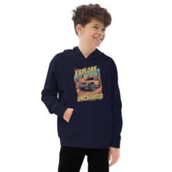 Explore The Uncharted - Mountain Pass Off-Road Kids Fleece Hoodie - Navy Blazer - Image 3