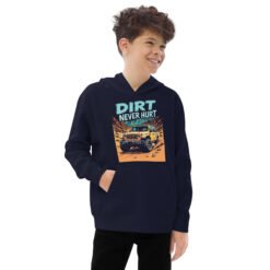 Dirt Never Hurt - Canyon Trail Off-Road Kids Fleece Hoodie - Navy Blazer - Image 3