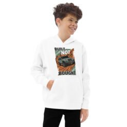 Built Not Bought - Sandstone Mountain 4X4 Kids Fleece Hoodie - White - Image 1
