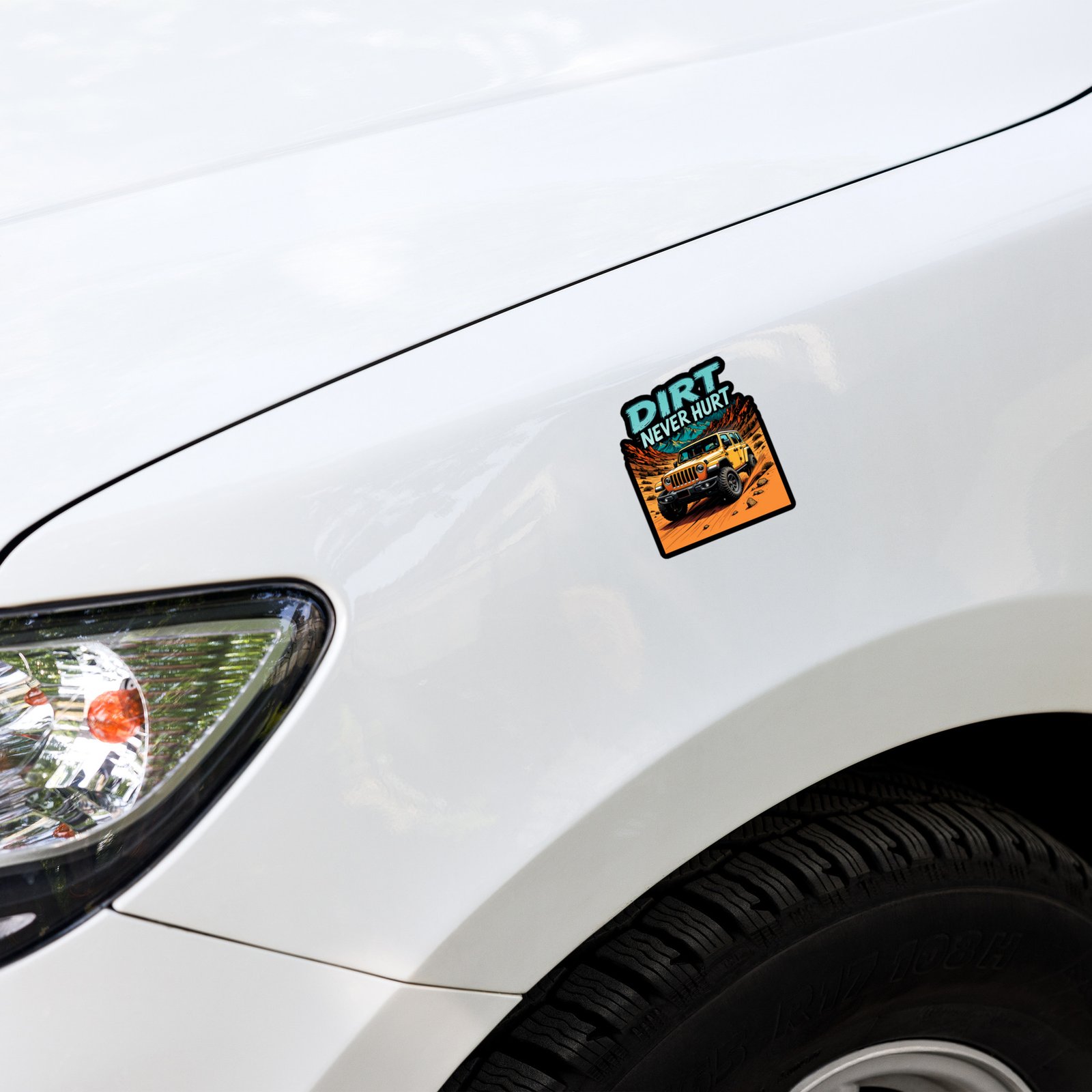 Dirt Never Hurt - Yellow 4X4 Overland Rig Sticker - Image 3