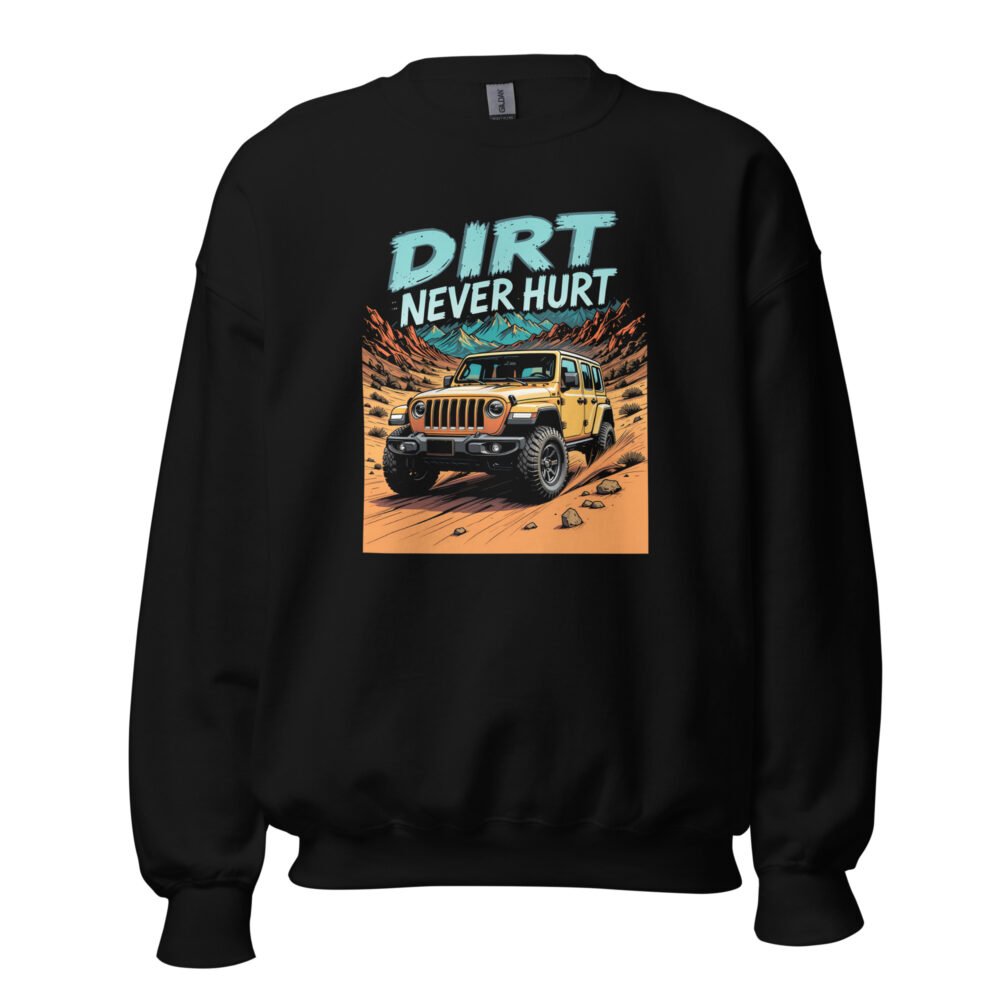 Dirt Never Hurt - Amber Crawler 4X4 Unisex Sweatshirt - Black - Image 1