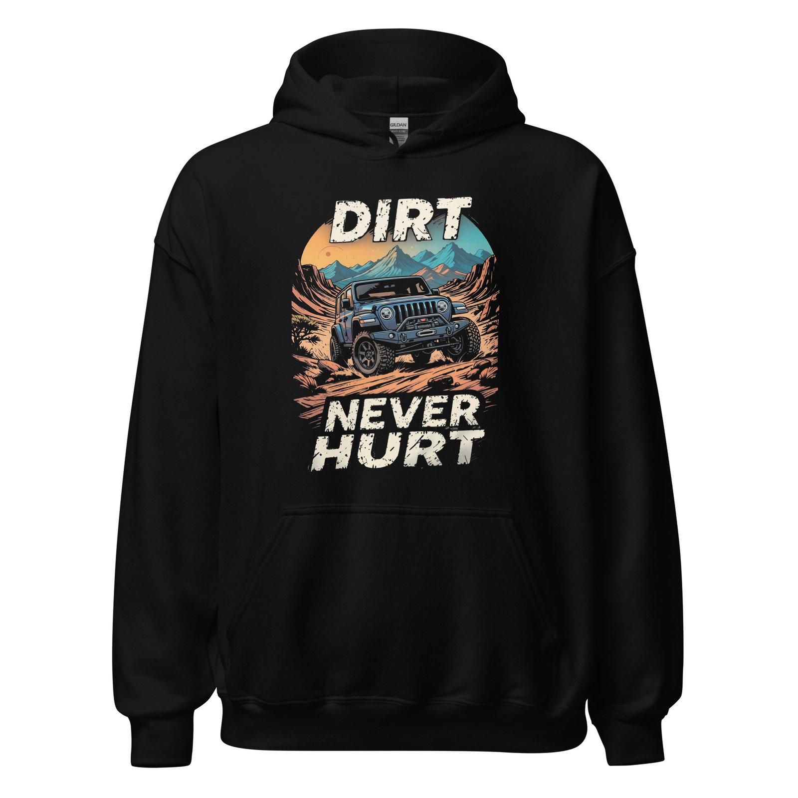 Dirt Never Hurt - Blue Rig Off-Road Unisex Hoodie - Black - Image 2