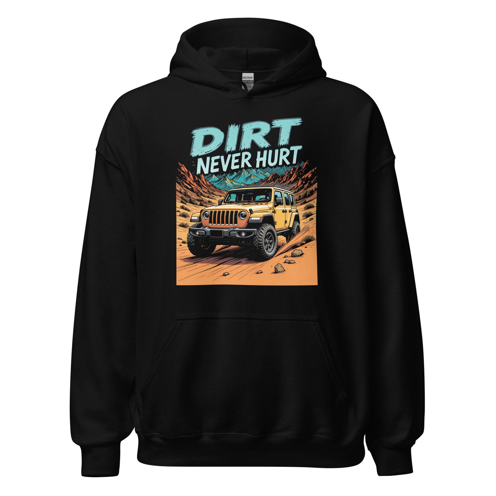 Dirt Never Hurt - Sandy Wash 4X4 Trail Unisex Hoodie - Black - Image 1