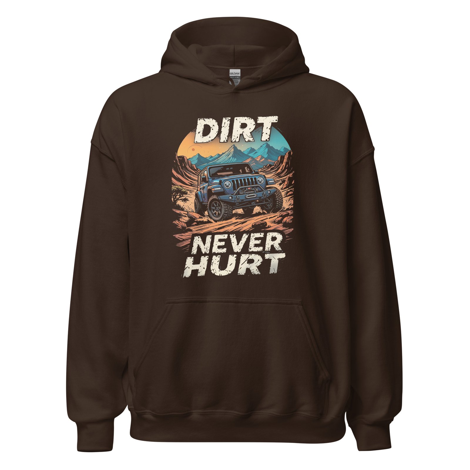 Dirt Never Hurt - Blue Rig Off-Road Unisex Hoodie - Dark Chocolate - Image 5