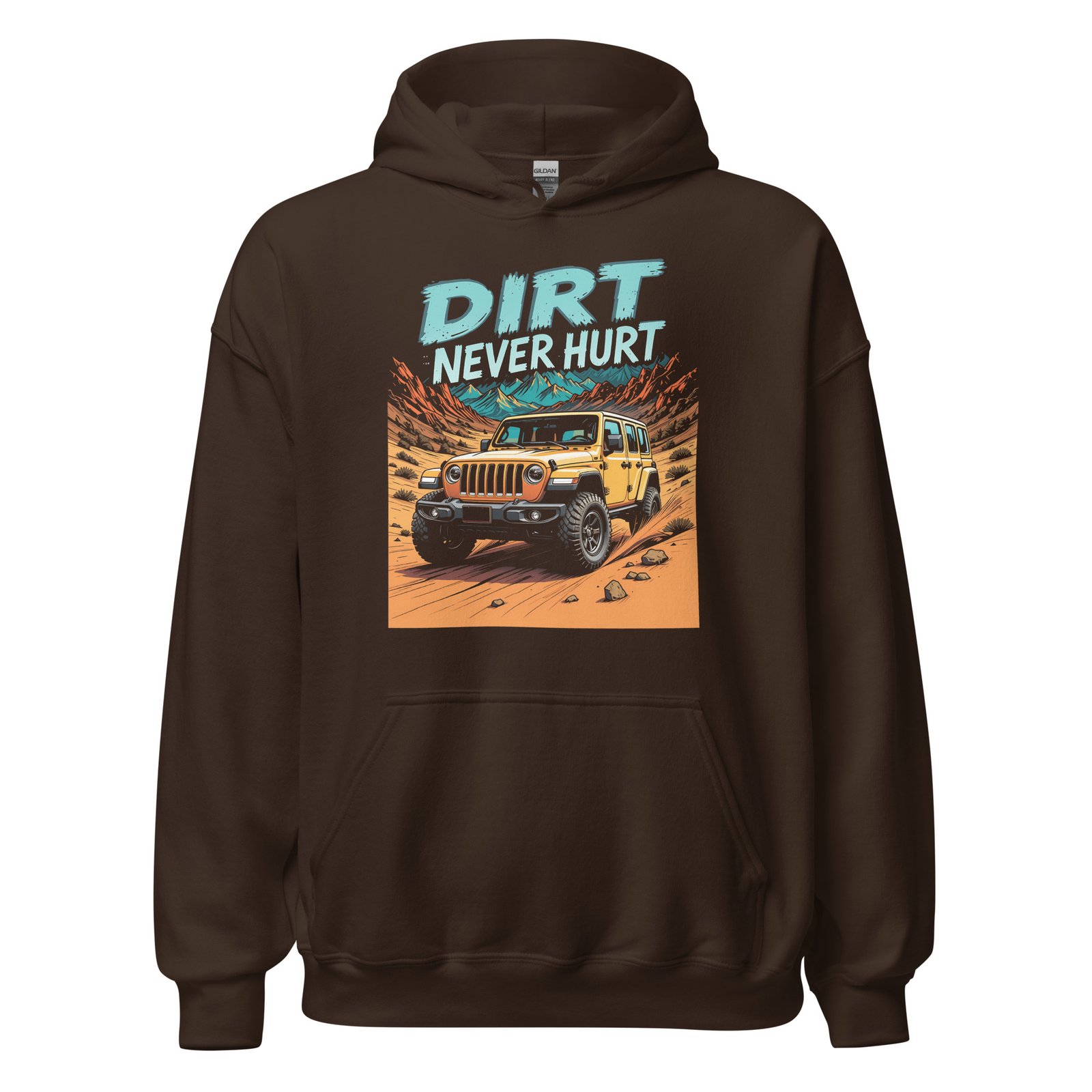 Dirt Never Hurt - Sandy Wash 4X4 Trail Unisex Hoodie - Dark Chocolate - Image 5
