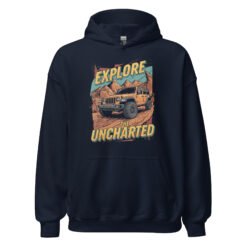 Explore The Uncharted - Uncharted Territory Off-Road Unisex Hoodie - Navy - Image 3