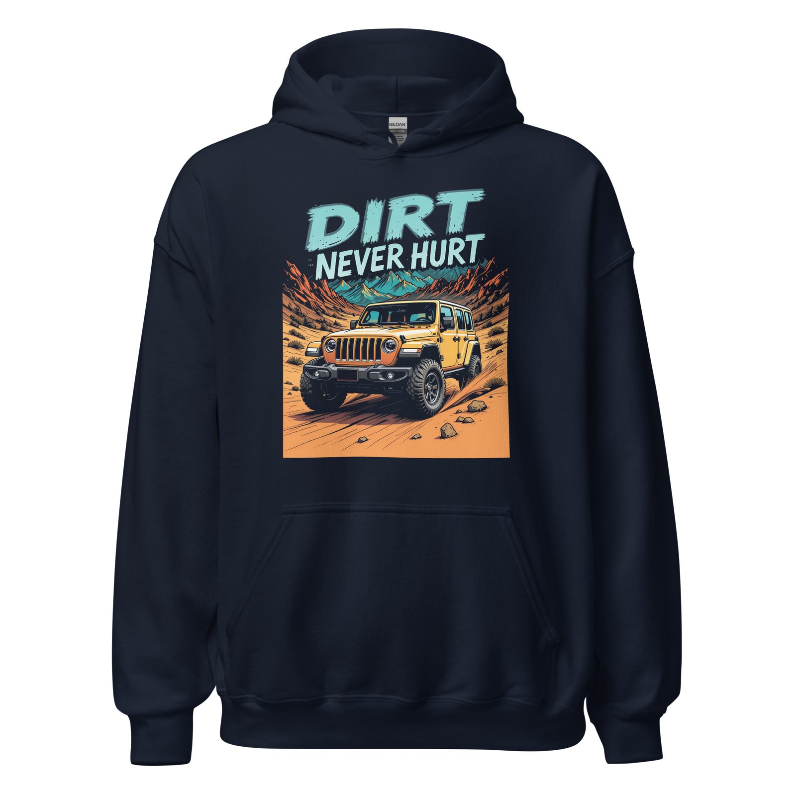 Dirt Never Hurt - Sandy Wash 4X4 Trail Unisex Hoodie - Navy - Image 3