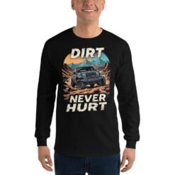 Dirt Never Hurt - Canyon Mountain 4X4 Men's Long Sleeve Shirt - Black - Image 1