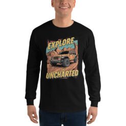 Explore The Uncharted - Sandstone Mountain 4X4 Rig Men's Long Sleeve Shirt - Black - Image 1