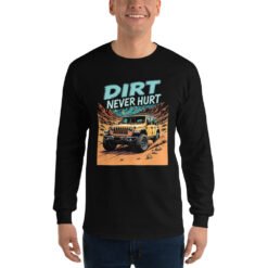 Dirt Never Hurt - Teal Mountain Off-Road Men's Long Sleeve Shirt - Black - Image 2