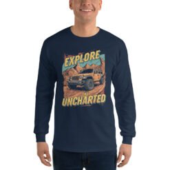 Explore The Uncharted - Sandstone Mountain 4X4 Rig Men's Long Sleeve Shirt - Navy - Image 3