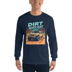 Dirt Never Hurt - Teal Mountain Off-Road Men's Long Sleeve Shirt - Navy - Image 1