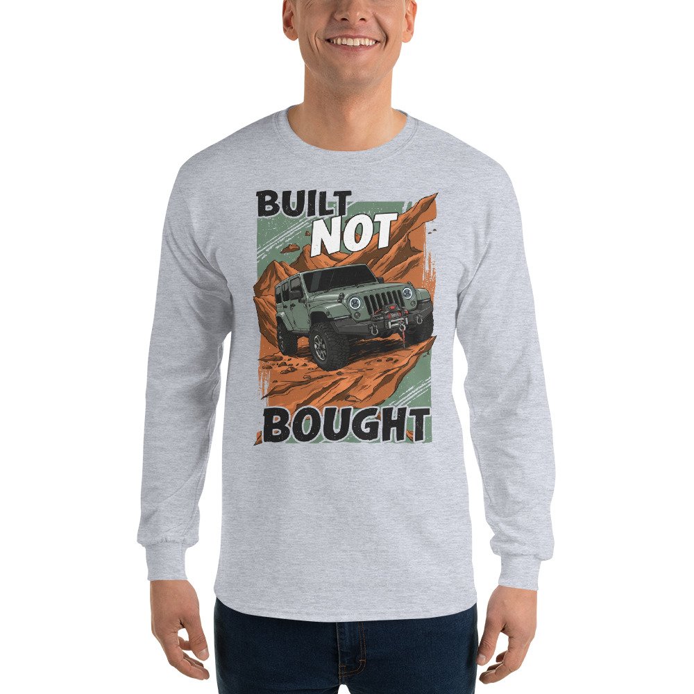 Built Not Bought - Winch Recovery Off-Road Men's Long Sleeve Shirt - Sport Grey - Image 2