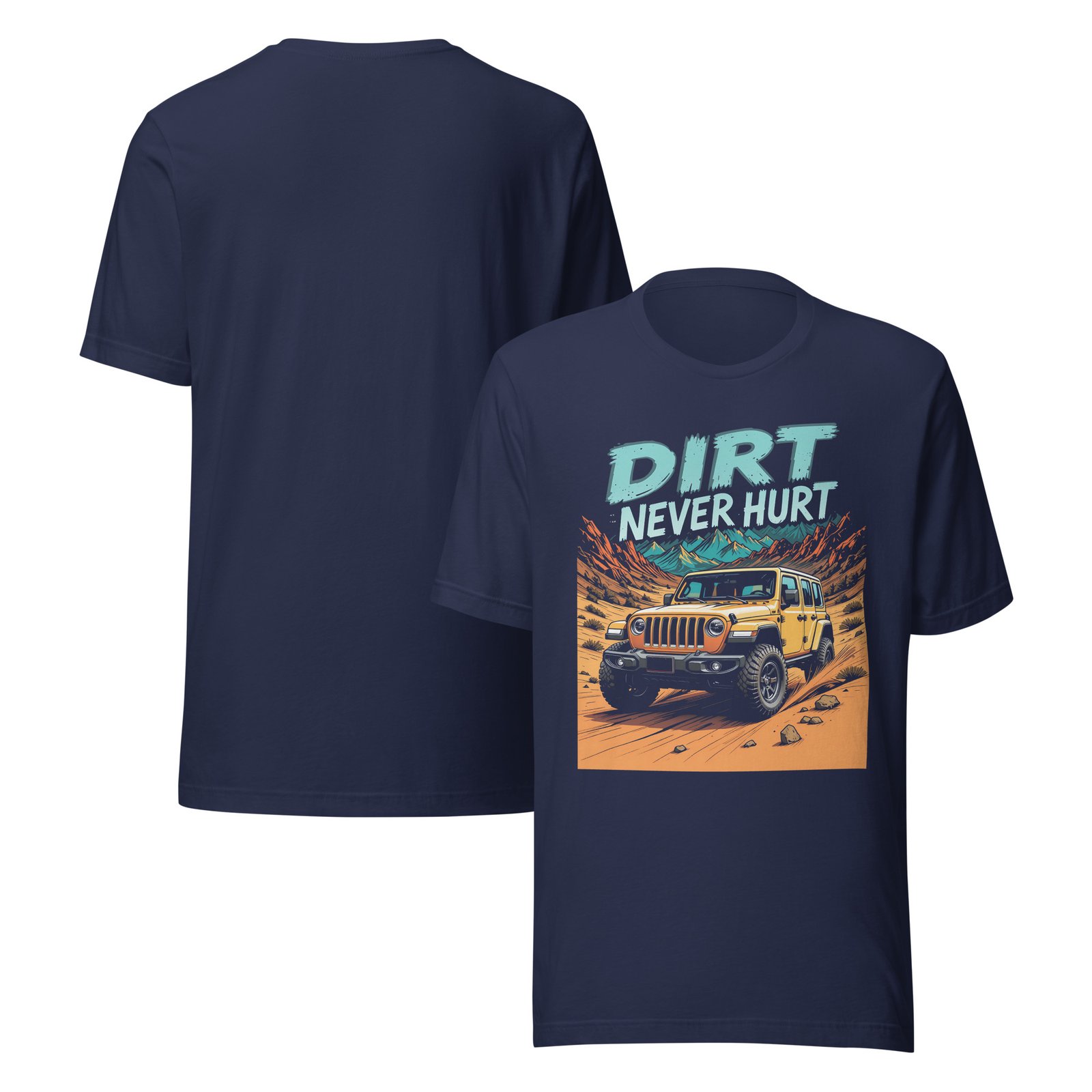 Dirt Never Hurt - Desert Slabs 4X4 Unisex Graphic Tee - Navy - Image 2