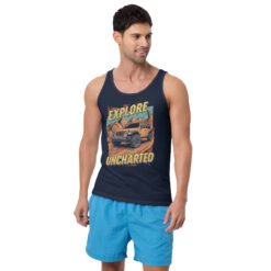 Explore The Uncharted - Orange Rig Off-Road Trail Unisex Tank Top - Navy - Image 3