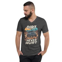 Dirt Never Hurt - Mud Terrain Off-Road Unisex V-Neck Shirt - Dark Grey Heather - Image 1