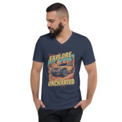 Explore The Uncharted - Alpine Trail Off-Road Unisex V-Neck Shirt - Navy - Image 1
