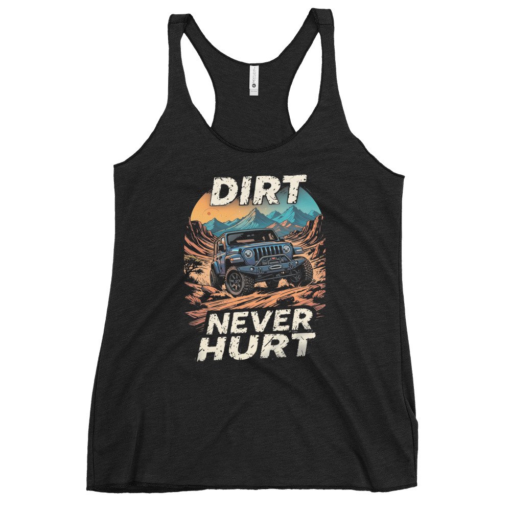 Dirt Never Hurt - Blue Crawler Off-Road Women's Racerback Tank - Vintage Black - Image 2