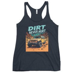 Dirt Never Hurt - Canyon Sand 4X4 Rig Women's Racerback Tank - Vintage Navy - Image 1