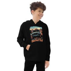 Explore The Uncharted - Twilight Trail Off-Road Kids Fleece Hoodie - Black - Image 2
