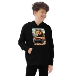 King Of The Trail - Junior Apex 4X4 Rig Kids Fleece Hoodie - Black - Image 1