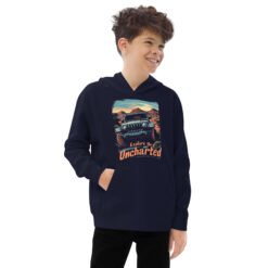 Explore The Uncharted - Twilight Trail Off-Road Kids Fleece Hoodie - Navy Blazer - Image 1