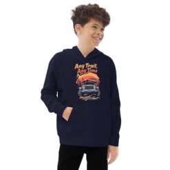 Any Trail Any Time - Sunset Timber Off-Road Kids Fleece Hoodie - Navy Blazer - Image 1