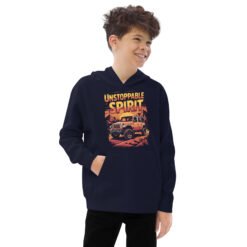 Unstoppable Spirit - Youth Canyon Off-Road Rig Kids Fleece Hoodie - Navy Blazer - Image 3