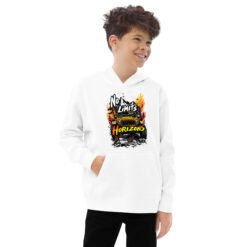 No Limits Just Horizons - Kids Mountain Off-Road Adventure Kids Fleece Hoodie - White - Image 1