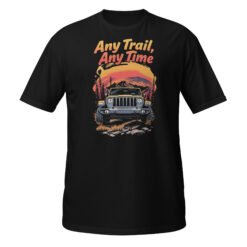Any Trail Any Time - Sunset Mountain 4X4 Rig Unisex T-Shirt - Black - Image 2