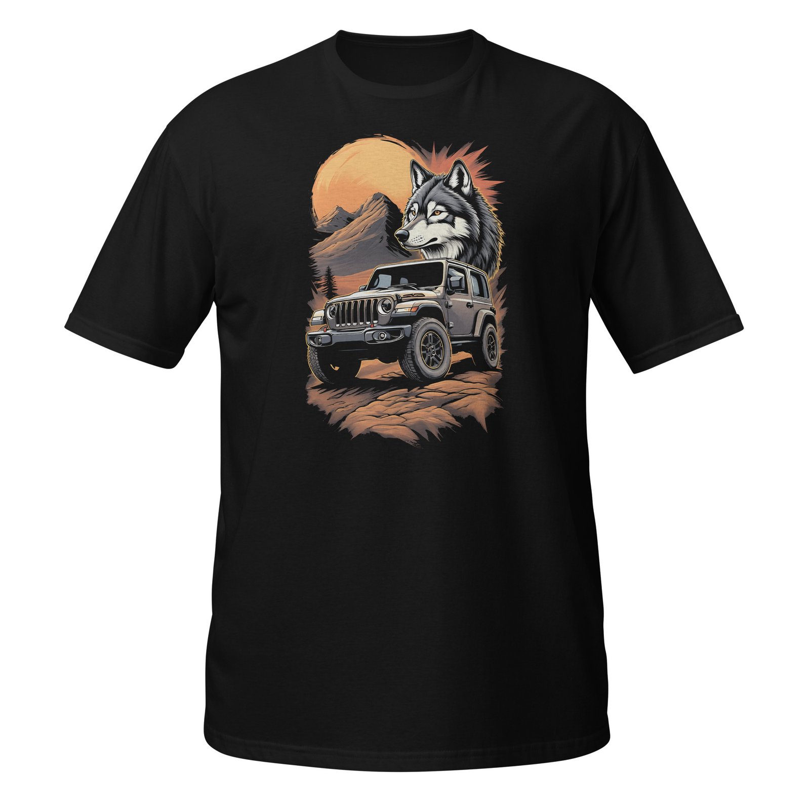 Lone Wolf - Wolf 4X4 Trail Rig Unisex T-Shirt - Black - Image 1