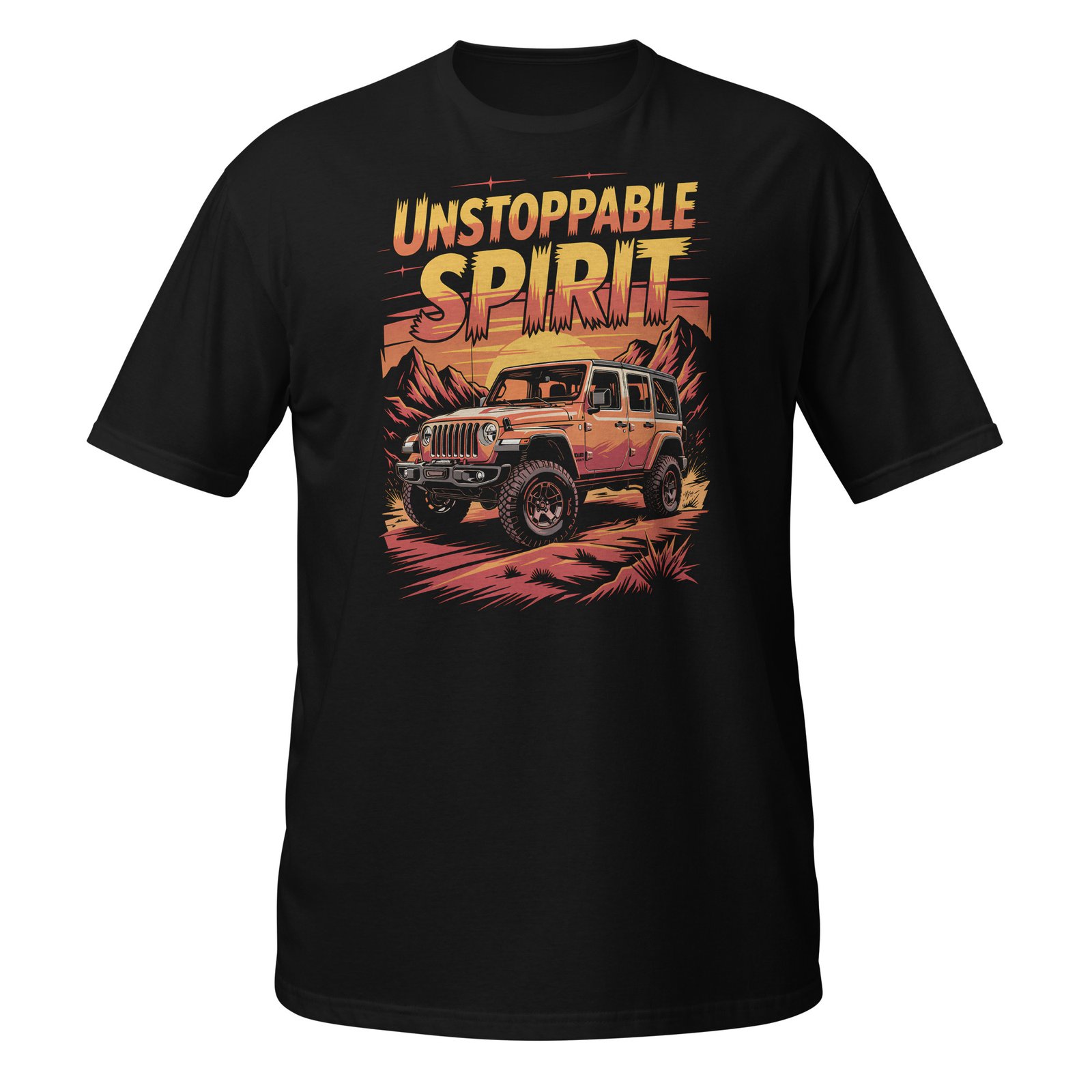 Unstoppable Spirit - Sunset Orange 4X4 Rig Unisex T-Shirt - Black - Image 2