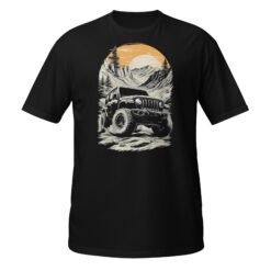 Alpine Sunset Trail - Black 4X4 Trail Rig Unisex T-Shirt - Black - Image 2