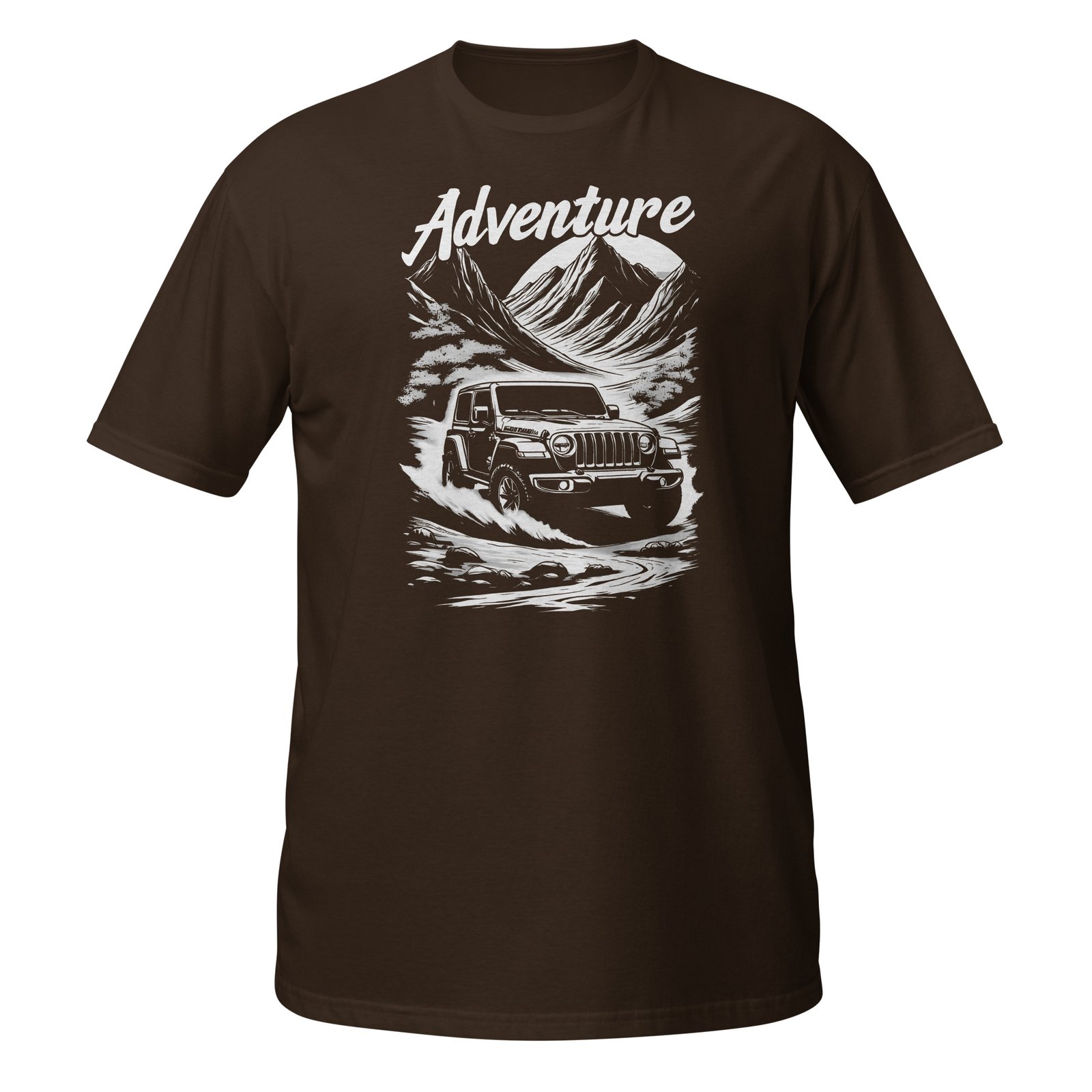 Adventure - Monochrome 4X4 Rig Trail Unisex T-Shirt - Dark Chocolate - Image 5