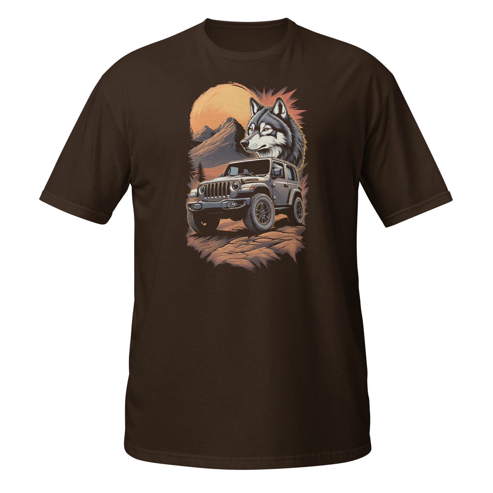 Lone Wolf - Wolf 4X4 Trail Rig Unisex T-Shirt - Dark Chocolate - Image 5
